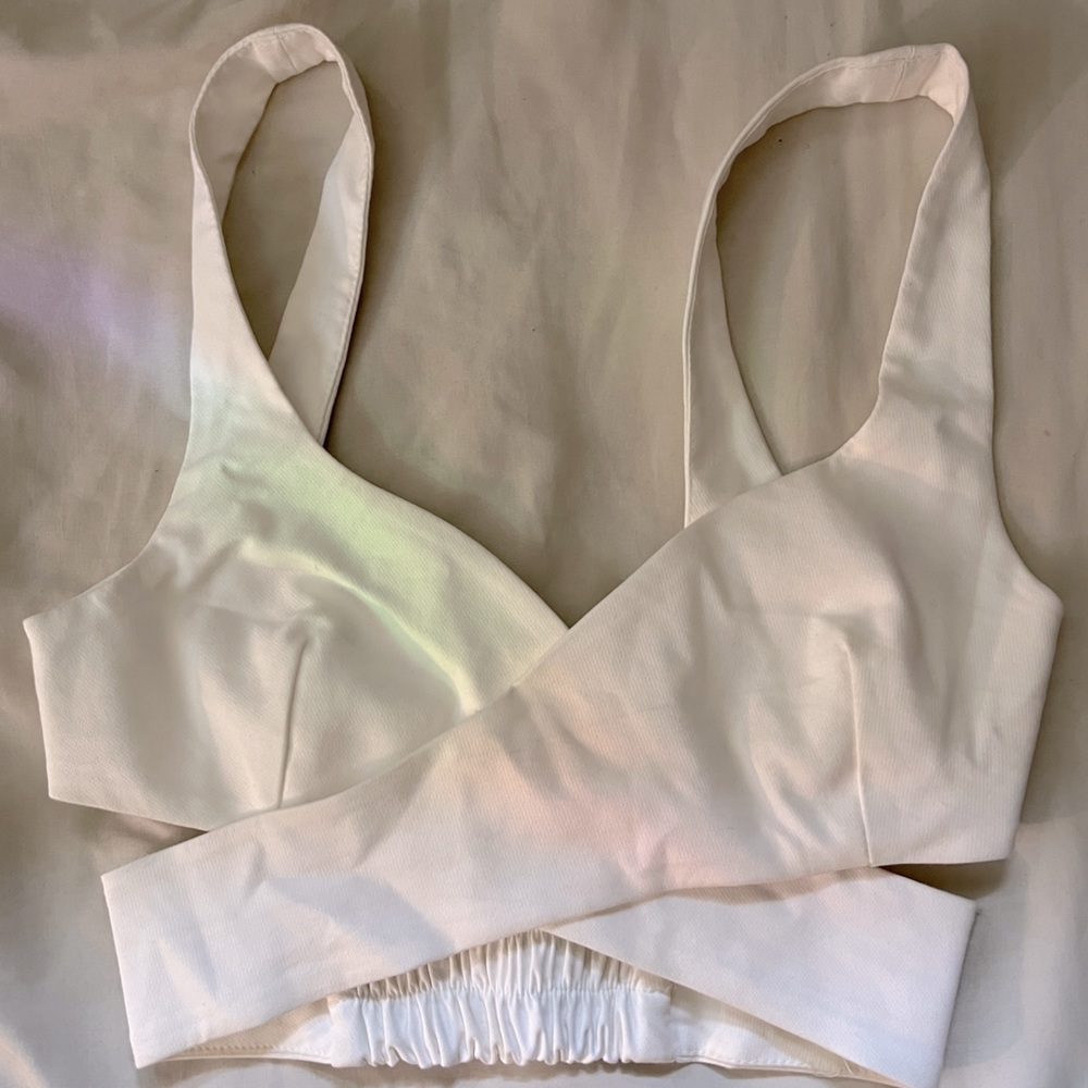 Zara White Wrap Crop Top